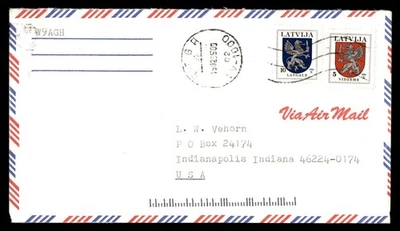Mayfairstamps Letonia doble a Indianápolis EN EE. UU. correo aéreo cubierta aaz_66995 - Imagen 1 de 2