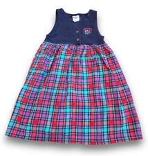 Vintage 90s Oshkosh B'gosh Sleeveless Plaid Flannel Dress Girls Size 5