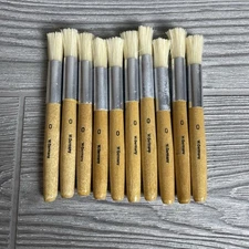 Lot of 10 Vintage M. Grumbacher Gainsborough #1368 Size 0 Stencil Brushes NOS
