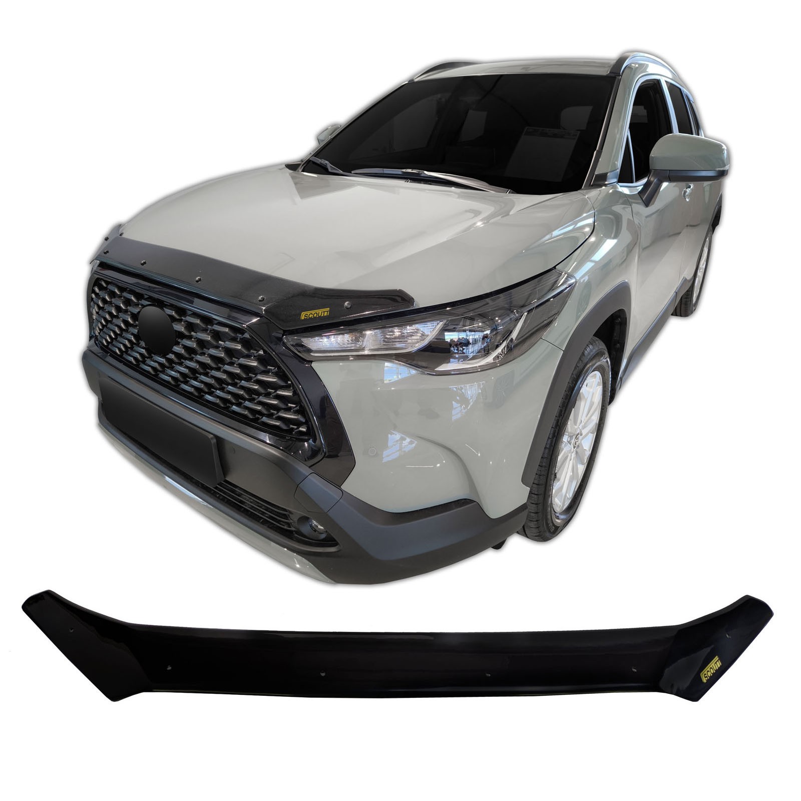 Bra de capot Toyota Corolla Cross 2020 Scoutt déflecteur protection noir