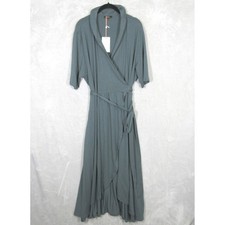 Quince Tencel Jersey Midi Wrap Dress Green 1X Womens NWT New Soft