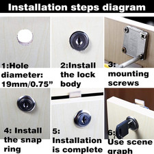 Cabinet Drawer Lock,Mailbox Lock, Model CT-138-22,for Fixing Important Docume...