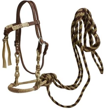 Showman Futurity Knot Headstall w/ Rawhide Bosal & Horse Hair Mecate Reins