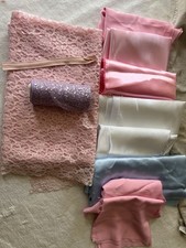 Fabric Lot Pink Lace Satin Tulle Zipper Blue White Assorted Sewing Crafts