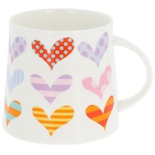 Multi Colour Hearts Bone China Mug