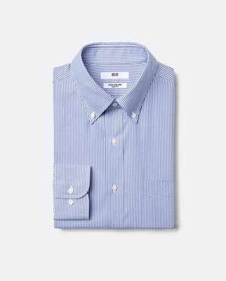 UNIQLO Super Non-Iron Slim Shirt Button-Down Stripe Japan NEW
