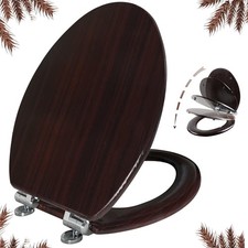Elongated Toilet Seat Molded Wood Toilet Seat with Quietly Close and Quick Relea