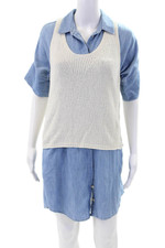 Madewell Womens Cotton Knee Length Shirt Dress Sweater Tank Top Set Blue Size M