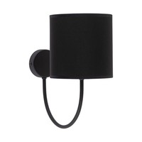 Wandlampe Schwarz Gold E27 Stoff Metall B: 16 Cm Wandleuchte Innen Schlafzimmer