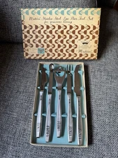 HSV Madeira Japan 5 Piece Stainless Steel Bar Tool Set Vintage MCM Flatware