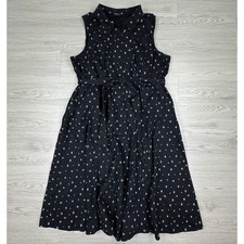 Torrid Women Shirt Dress Black Geometric Starburst Print Sz 1 Sleeveless Belted