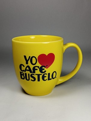 YO HEART CAFE' BUSTELO Coffee Tea 4'' Yellow Mug Cup I Love NEW RARE
