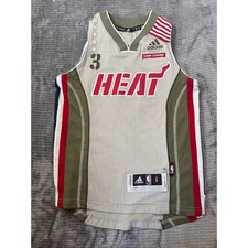Adidas Miami Heat Dwyane Wade 3 Home Strong Jersey Tan Boys Small Hoops Troops