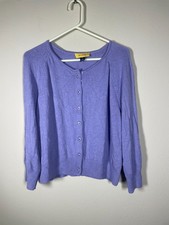 St. John Yellow Tag Purple Button-Up Cardigan Wool Blend XL
