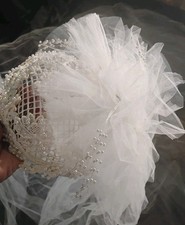 Vintage Cap Cathedral Length White Ivory Wedding Veil