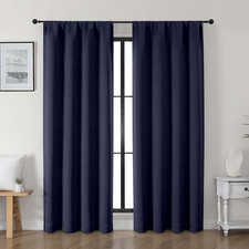 Navy Blue Blackout Curtains for Living Room 72 Inches Long, Noise Reducing Room