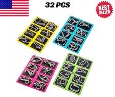 32 pcs Metal Montessori Puzzle Wire IQ Mind Brain Teaser Children Adults Toys US