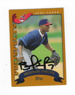 Autographed Signed BRANDON PHILLIPS Cleveland Indians 2002 Topps Card #T159 wCOA