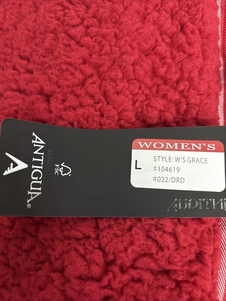 Atlanta Braves Antigua Sherpa Women's Size L Full-Zip Vest - Red MLB NWT - Image 3 of 4