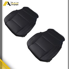 Black Leather Seat Cover Pair Front Left Right For Silveradogmc Sierra 2014-19