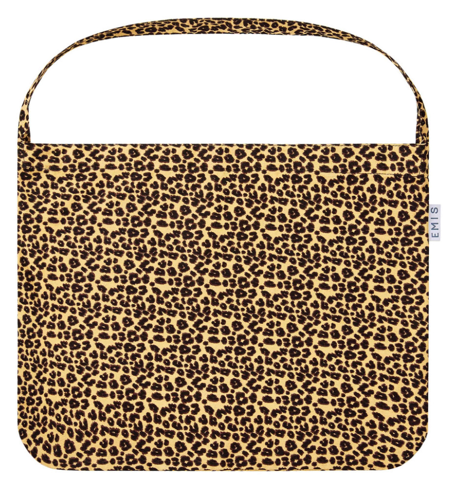 Korean Brand EMIS Leopard Corduroy Eco Bag Women Casual Lifestyle Shoulder Beige