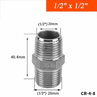 BSPT Male to Male A2 Stainless Steel Reducing Adaptors Reducing Hexagon Nipple