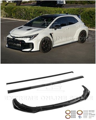 For 25-Up GR Corolla | GR Package Glossy Black Front Splitter Lip w/ Side Skirts