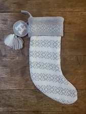 Wondershop Grey Knit Fair Isle Initial H Monogram Christmas Stocking Tassels