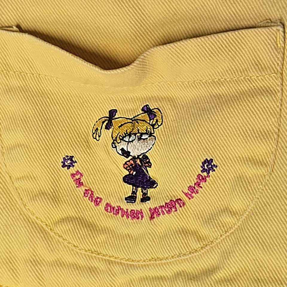 РЕДКИЙ винтажный Rugrats 1998 Nickelodeon джинсовой ткани комбинезон шорты детский размер 3T желтый - Изображение 2 из 4