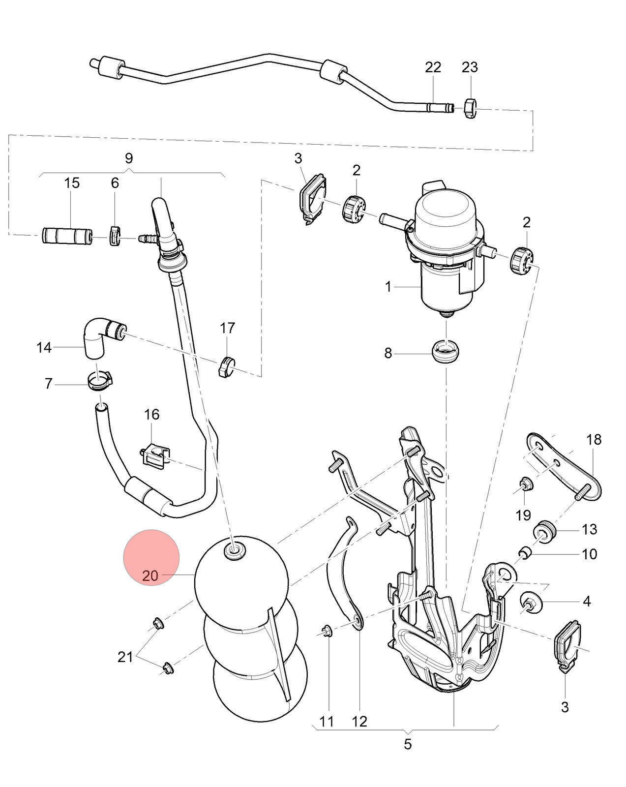 Bentley Continental Flying Spur 2004-2019 front/right Vacuum reservoir