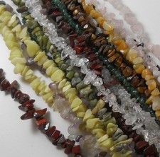 Over 1 Pound Mixed Gemstone Sm- Med Chip Beads Random Mix of 10 Strands