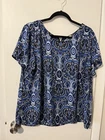 TALBOTS   Women’s Blouse  Blue Short Sleeve  Lightweight Blouse SZ XL