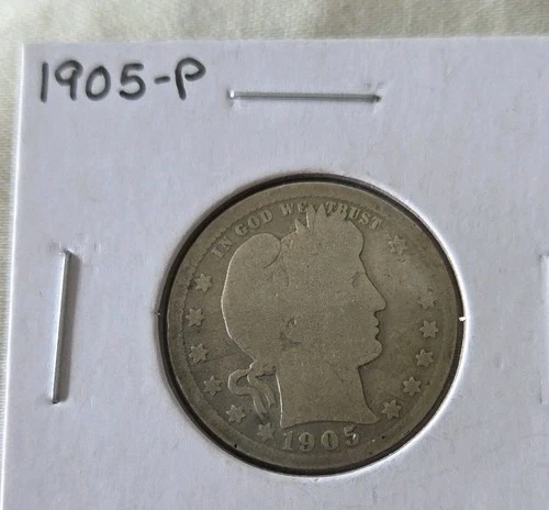 1905 - P   BARBER  SILVER QUARTER  Nice Coin/Good Date
