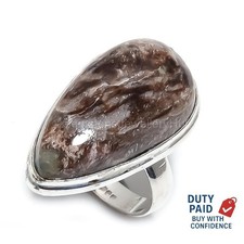 Valentines Deal 925 Sterling Silver Russian Charoite New Statement Ring Size 7.5