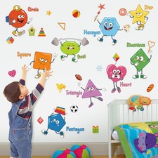wondever Colorful Shapes Wall Stickers Educational Learning Geometry Multi