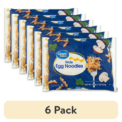 6 Pack Wide Egg Noodles 16 oz Each, 6 lb Total, Pasta for Soups & Meals
