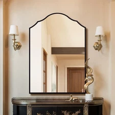 Arched Mirror Wall Decor, 36"x24" Large Vanity Mirror for Wall with Antique B...