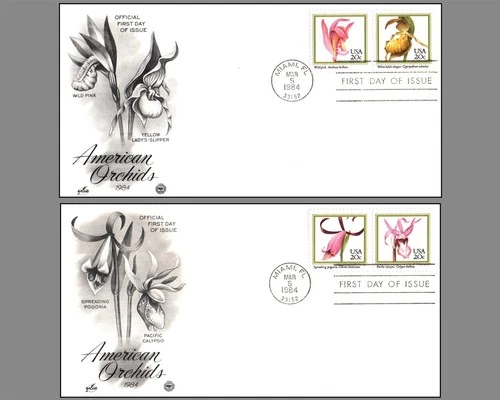 USA FDC - 1984 - Orchids, Scott # 2076, HF Cover 2 Artcraft FDCs