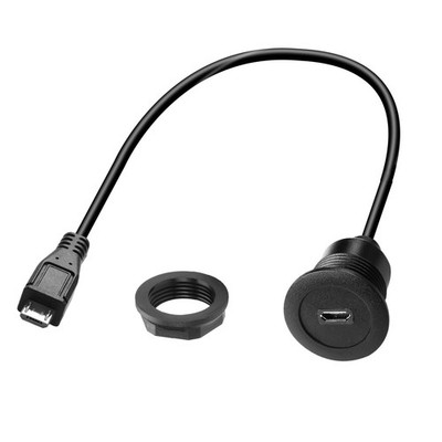 Micro USB Threaded Fixed Mount Charging Short Cable Adapter Male Female 30cm