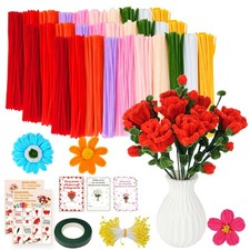 1000PCS Pipe Cleaners Flower Kit, Pipe Cleaner Bulk Craft Flower Making Kit w...