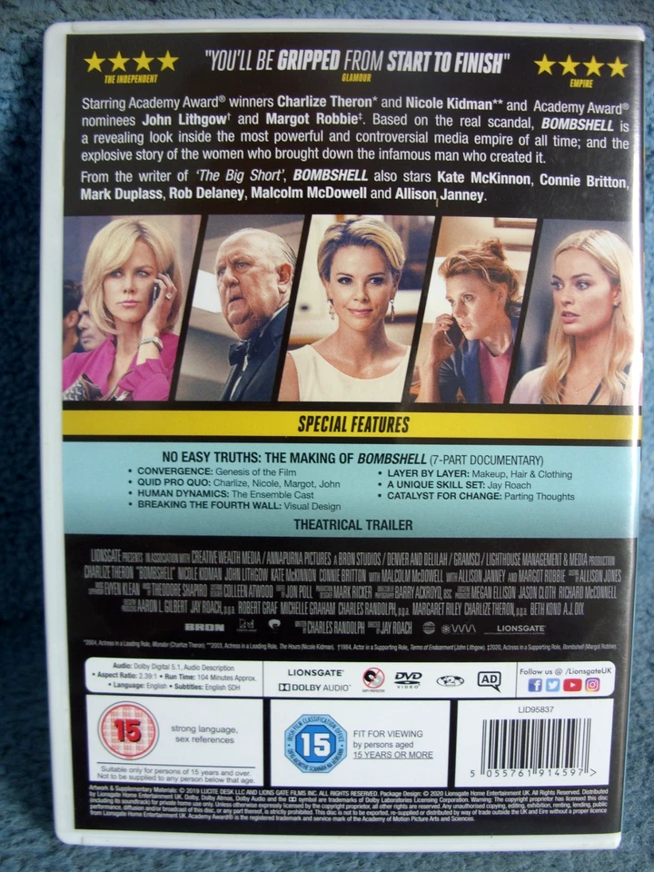 Bombshell (DVDR2) 2019 Margot Robbie 104mins+Extras (BARGAIN) - Image 2 of 4
