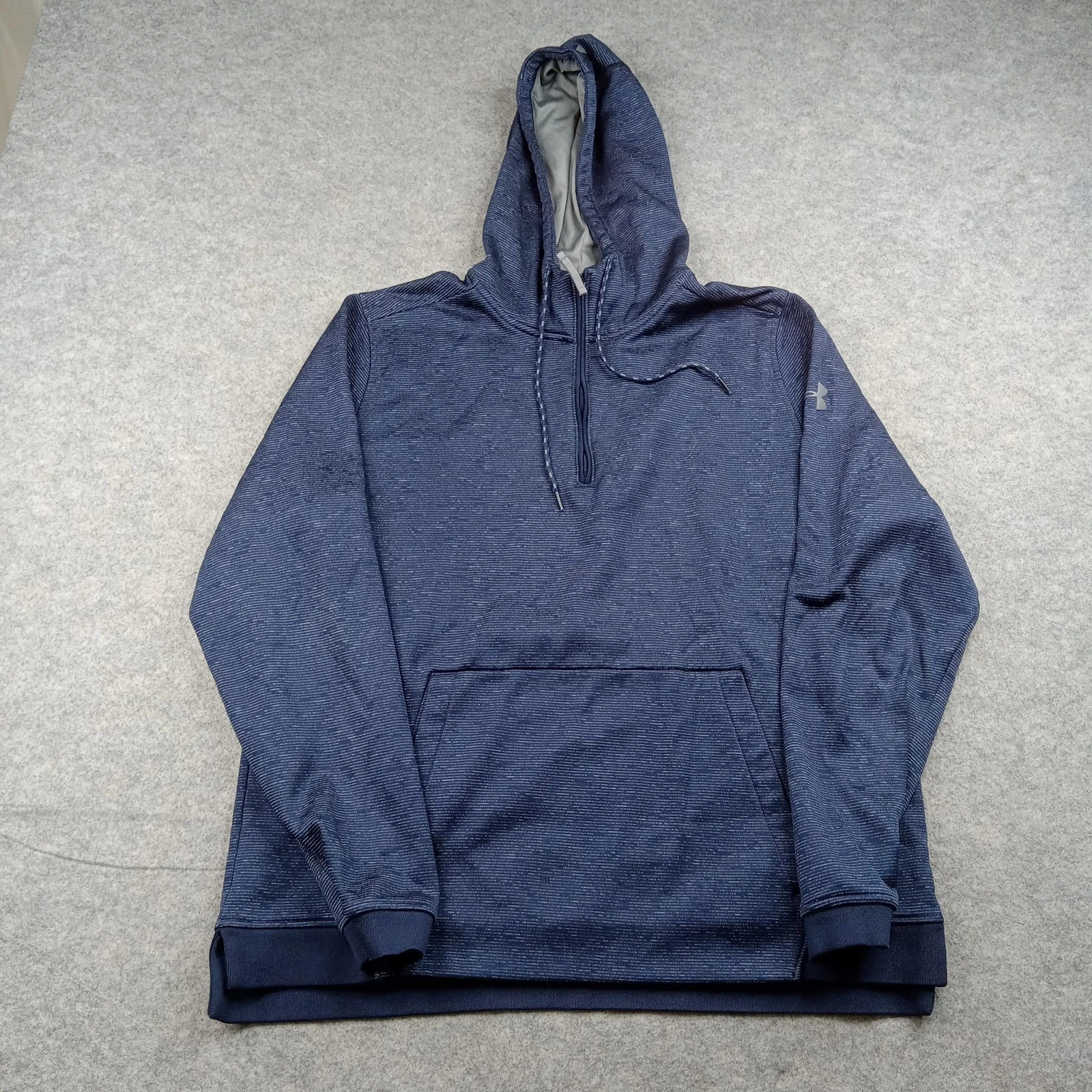 Under Armour Hoodie Mens Large Blue ColdGear Fleece Pullover Sweatshirt 1313504