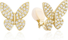 Clip on Earrings Not Pierced Vintage Style Statement Butterfly Earrings Stud Sil