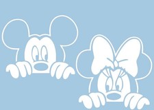 11  Disney Mickey or minnie, Peeking Self-Adhesive Vinyl Wall/CAR Decal