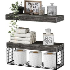 QEEIG Bathroom Shelves Over Toilet - Wall Mounted Floating Shelves for Toilet