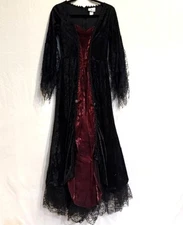 InCharacter Gothic Vampira Costume Black Red Vampire Witch Dress w/ Petticoat L