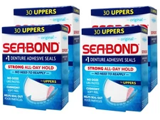 4 Pack - Sea-Bond Secure Denture Adhesive Seals, Original, Uppers, 30 Count
