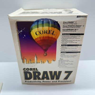 Corel DRAW 7 + PHOTO PAINT 7 + DREAM 3D 7  Upgrade   Big Box Used