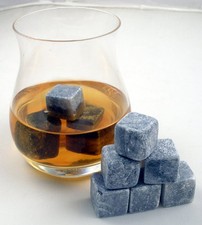 1-9 pc Gray Whisky Stones Chilling Cooling Cold Cool Wine Rocks Ice Cubes Pouch
