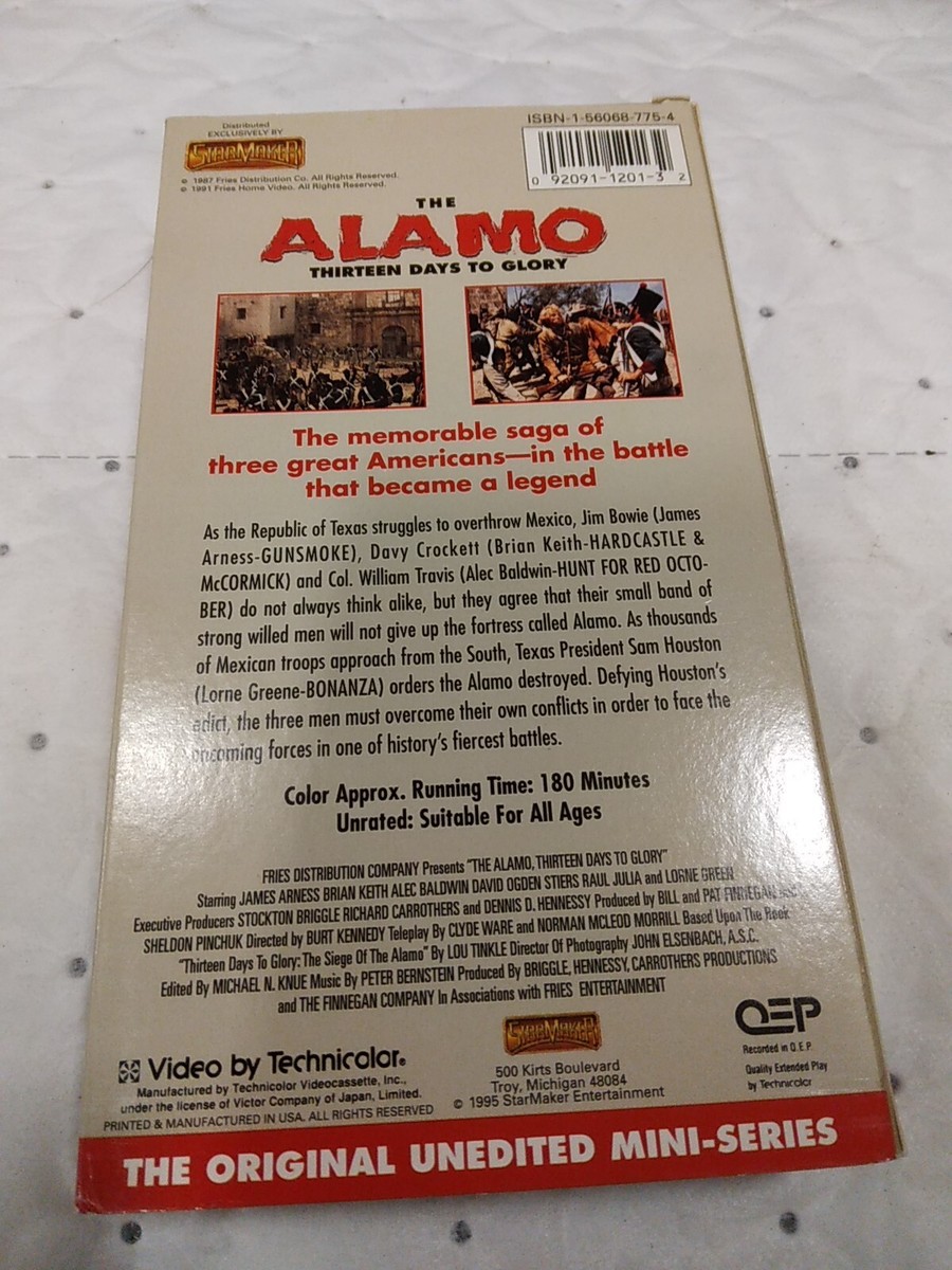 The Alamo Thirteen Days to Glory 1987 VHS New James Arness Uncut